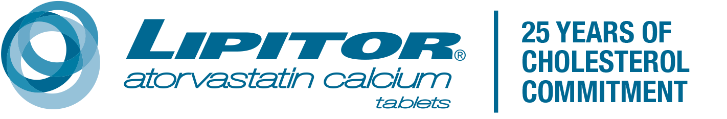 Image of Lipitor (atorvastatin calcium) tablet logo and 25 years of cholesterol commitment Image of Lipitor (atorvastatin calcium) tablet logo and 25 years of cholesterol commitment